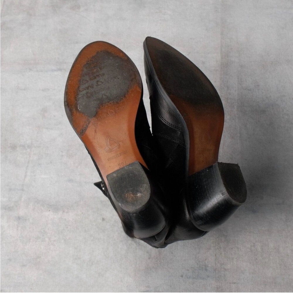 Suede Black Ankle Boots with Studded Detail - Picture 7 of 7